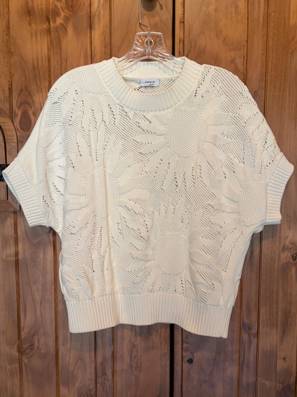 Akris Punto Openwork Cream Crewneck Sweater “Hello Sunshine” size 10